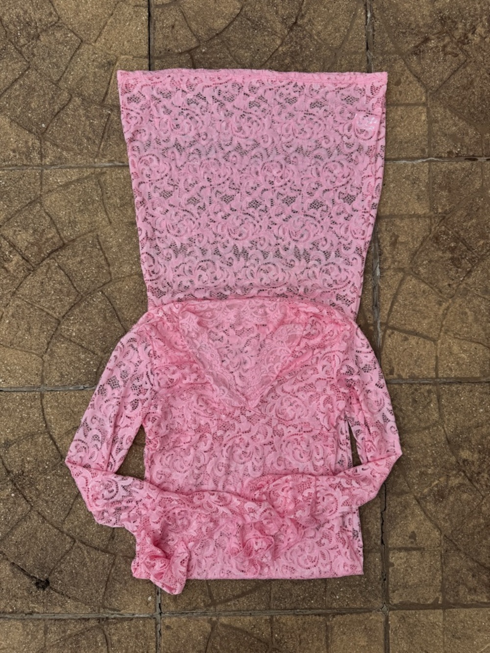 Pink Lace Long-Sleeve Top
